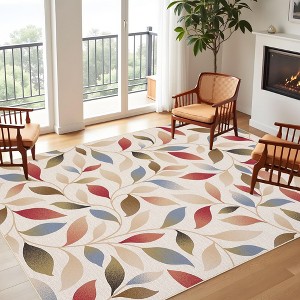 Modern Washable Foldable Rug, Soft Floor Rug with Non Slip Backing, Low Pile Stain Resistant Area Rug for Living Room Dorm Office Decor - 1 of 4