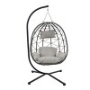 Coolbibila Outdoor Patio Garden Wicker Egg Hanging Swing Basket Chair,Indoor Cushion Hammock Egg Chair with Stand for Bedroom,Living Room - 3 of 4