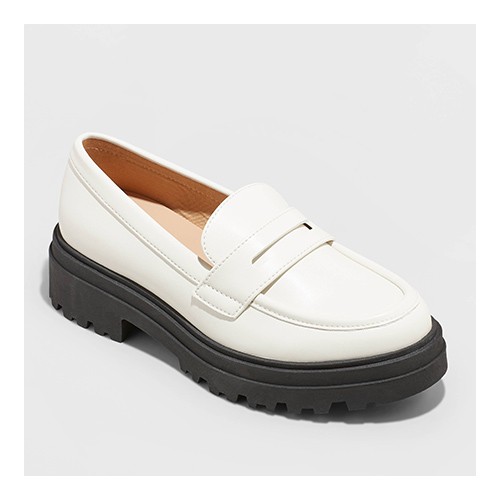 Women's Paris Wide Width Loafers - A New Day™ Off-White 8W