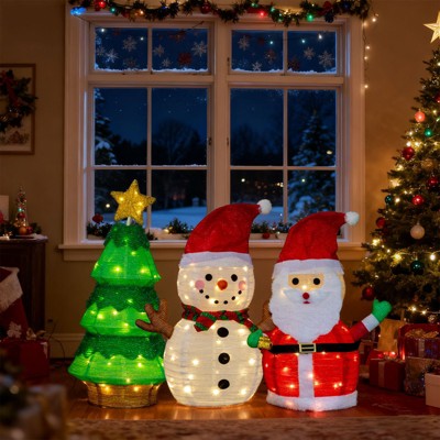 Karl Home Pop-up Set of  Snowman Santa Claus and Tree Lighted Christmas Decoration
