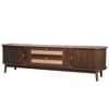 Clihome Rattan TV Stand for TVs up to 75'', Modern Farmhouse Media Console, Entertainment Center with Solid Wood Legs, TV Cabinet for Living Room - 2 of 4