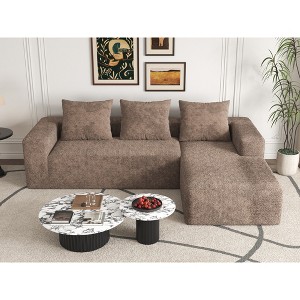 106" Modular Sectional Couch with L-Shaped Chaise, Deep Seat Corduroy Cloud Sofa, Boneless Modular Design, No Assembly Sectional for Living Room - 1 of 4