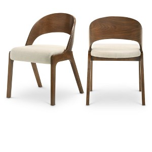 Meridian Furniture,Woodson Beige Linen Textured Fabric Dining Chair, Set of 2 - 1 of 4