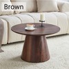 Hrinhom 25.6"W Coffee Table, Round Side Table, Wood Grain veneer - 2 of 4