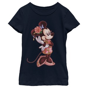 Girl's Disney Floral Minnie T-Shirt - 1 of 4