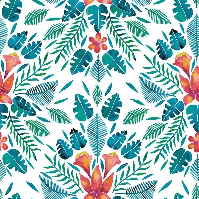 RoomMates Cat Coquillette Philodendron Peel and Stick Wallpaper Orange/Blue