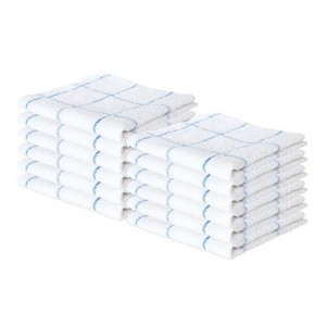Arkwright Kitchen Dishcloths (12 Pack), Cotton, 12x12 in., Windowpane Stripes - 1 of 4