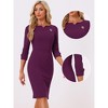 INSPIRE CHIC Women's 3/4 Sleeve Split Neck Wear to Work Business Sheath Dresses - 2 of 4