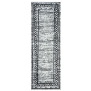 Indoor Modern Bordered Non Slip Throw Carpet Low Pile Machine Washable Area Rug - 1 of 4