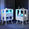 PAGED Nightstands Set of 2 with Fabric Drawer, Modern Side Table with Outlet, Iron Legs and Light, Bedside Cabinet for Bedroom, Living Room - 2 of 4
