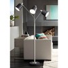 Pacific Coast Lighting Mid Century Modern 72" Tall Standing Floor Lamp Large Arc 3-Light Silver Metal Nickel Finish Living Room Bedroom Black Shade - 2 of 4