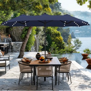 Captiva Designs 13ft Large Double-Sided Patio Umbrella, Outdoor Market Rectangle Umbrella (No Base) - 1 of 4