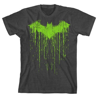 Batman Graffiti-Style Bat Logo Youth Charcoal Heather Graphic Tee