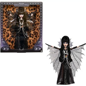 Monster High Doll, Elvira, Mistress of The Dark Collectible in Black Faux Leather Dress with Silvery Batwing Cape and Premium Accessories - 1 of 4