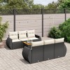 vidaXL 7 Piece Patio Sofa Set with Cushions Black and Cream Poly Rattan - 2 of 4