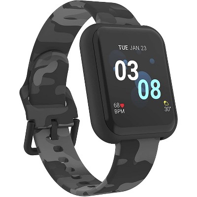 iTouch Air 3 Smartwatch: Black Case with Gray Camo Strap