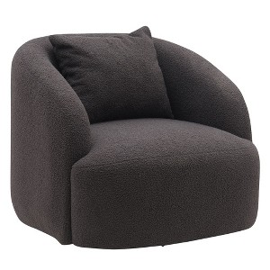 Soft Boucle Upholstered Swivel Accent Barrel Chair Wide Seat Round Single Sofa Chair 360 Swivel - 1 of 4