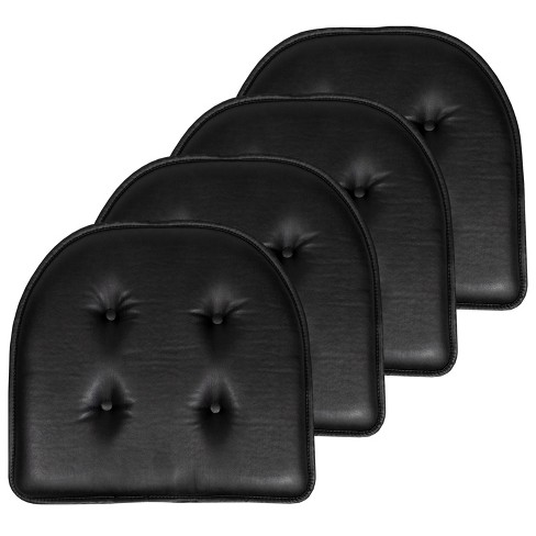Sweet Home Collection Velvet Rocking Chair Cushion 2 Piece Tufted Non Slip  Set of Upper and Lower Cushions, Black