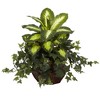 Nearly Natural Dieffenbachia & Ivy with Decorative Planter - 2 of 3