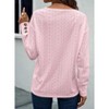 Clearlove Women's Hollow V-Neck Drop Shoulder Long Sleeve Button  Casual Eyelet T-Shirt - 3 of 4