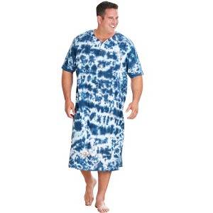 KingSize Short-Sleeve Jersey Henley Nightshirt - 1 of 4
