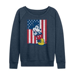 Women's - Disney - Americana Lightweight French Terry Wide Neck Long Sleeve Shirt - 1 of 4