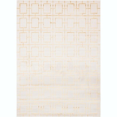 Regency Era White Gold Geometric 9' x 12' Synthetic Area Rug