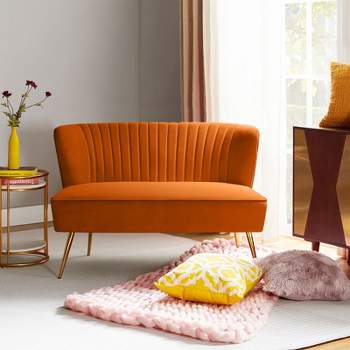 Velvet Nicolas Loveseat Chair Contemporary  2-Seater Sofa for Living Room and Bedroom Tufted Back Loveseat  | Karat Home