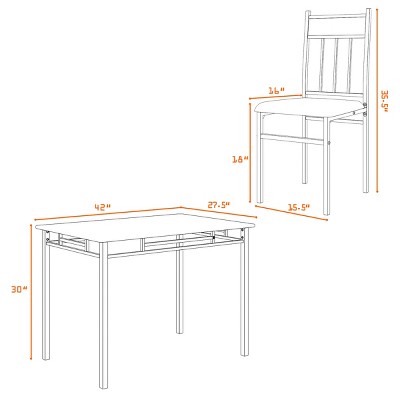 Modern 5-Piece Dining Set with Faux Marble Top and Gray Upholstered Chairs