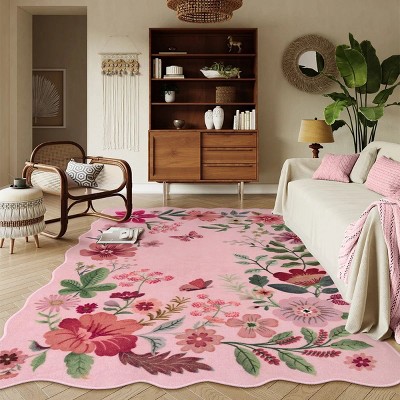 Lahome Machine Washable Back to College Series Floral Plant Floor Mat-Natural Bio-Printed Soft Rug for Living Room, School, Bedroom, or Entryway