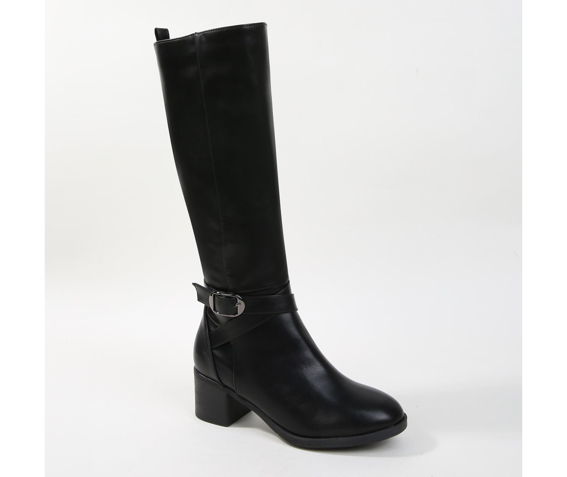 Berness Women's Prudencia Knee-High Riding Boots with Buckle Strap Detail