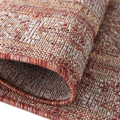 Rust Red 5'3" Square Synthetic Outdoor Rug