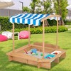 Costway Kids Large Wooden Sandbox w/ 2 Bench Seats Outdoor Play for Children - 2 of 4