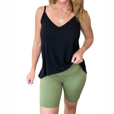 Women's High Rise Wide Waistband Biker Shorts - ZENANA