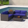 Decksplore Outdoor Lounge Set PE Wicker with Iron Frame Navy Blue Sofa & Coffee Table Combo - 3 of 4