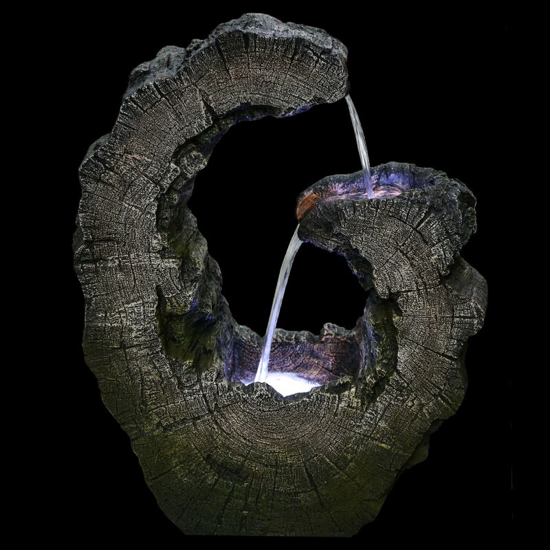 Northlight Lighted Tree Trunk Waterfall Outdoor Garden Water Fountain - 26", 3 of 4