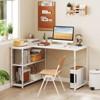 Costway L-Shaped Computer Desk with Power Outlets Adjustable shelf Heavy-Duty Metal Frame Brown/White/Black - 2 of 4