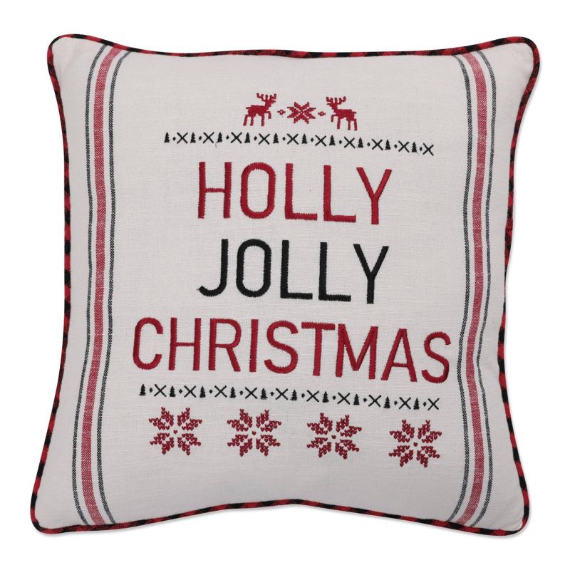 18&#34;x18&#34; &#39;Holly Jolly Christmas&#39; Indoor Square Throw Pillow - Pillow Perfect, 1 of 4