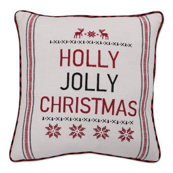 18"x18" 'Holly Jolly Christmas' Indoor Square Throw Pillow - Pillow Perfect