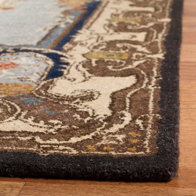 Light Blue and Ivory Hand-Tufted Wool Area Rug