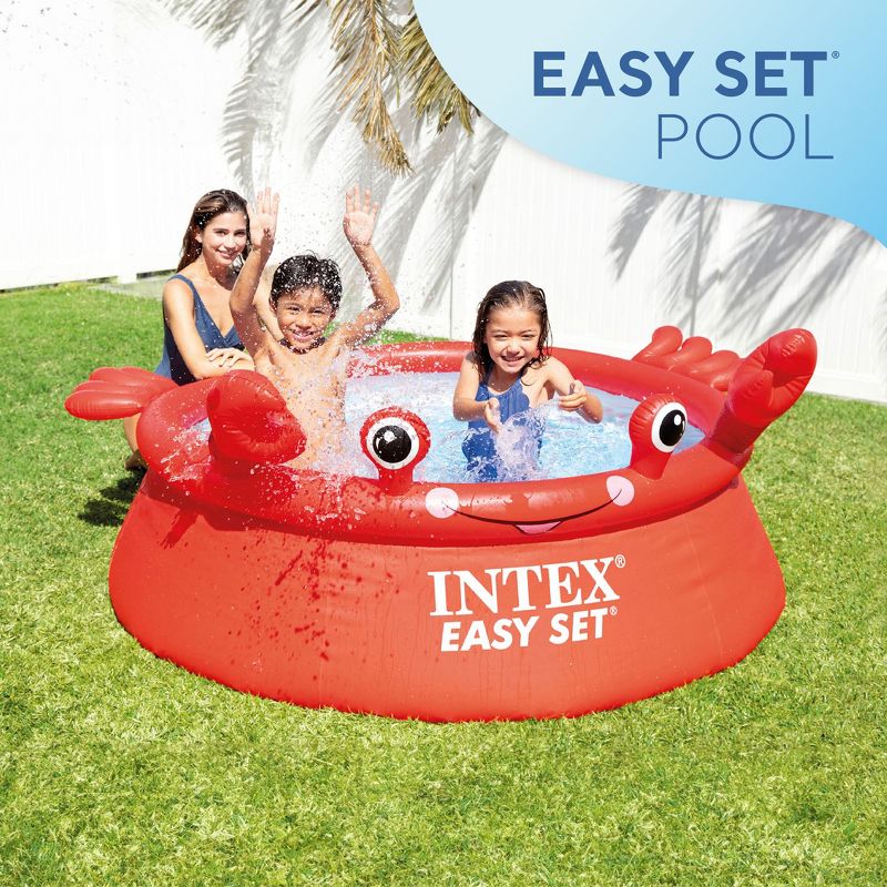 Intex 26100EH Happy Crab Easy Set 6ft x 20in Round Inflatable Ring Backyard Kids Toddler Kiddie Swimming Wading Pool, Red, 4 of 8