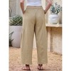 INSPIRE CHIC Women's Wide Summer Casual Elastic Waist Drawstring Cotton Trousers with Pockets - 3 of 4