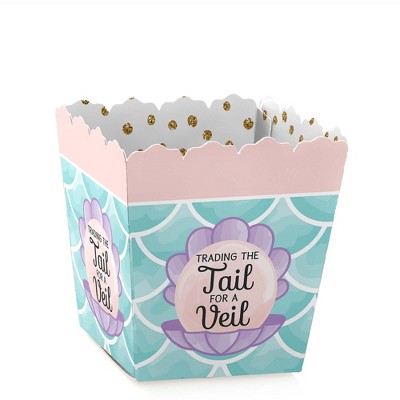 Big Dot of Happiness Trading The Tail for A Veil - Party Mini Favor Boxes - Mermaid Bachelorette Party or Bridal Shower Treat Candy Boxes - Set of 12