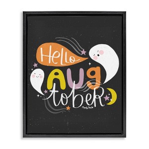 Stupell Industries Hello Augtober with Ghosts Floating Frame Canvas Art - 1 of 4