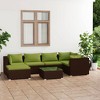vidaXL 7 Piece Outdoor Patio Lounge Set with Cushions - Modular Design, Durable Poly Rattan Material, Light-Weight and Easy to Assemble, Brown - 2 of 4