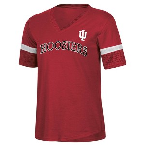 NCAA Indiana Hoosiers Women's Mesh Trim V-Neck T-Shirt - 1 of 3