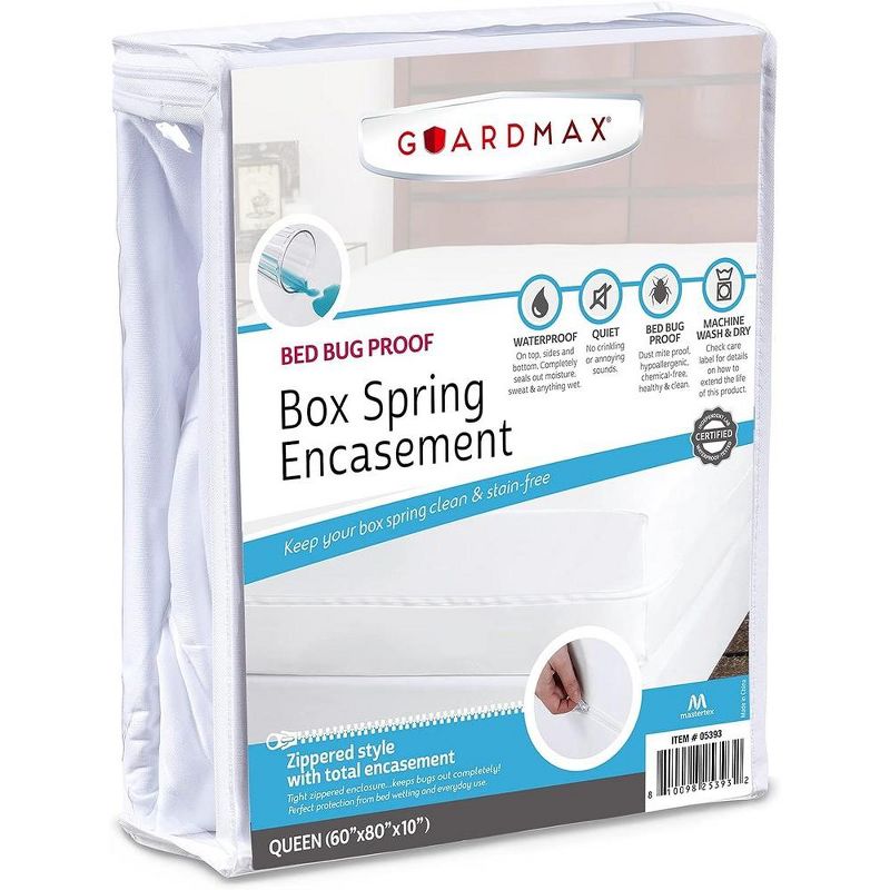 Guardmax Waterproof Spring Encasement Protector with Zipper- White, 1 of 9