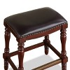 Comfort Pointe Chester Counter Height Barstool Brown: Leather Gel Saddle Seat, Turned Legs, Bronze Kick Plate - 4 of 4