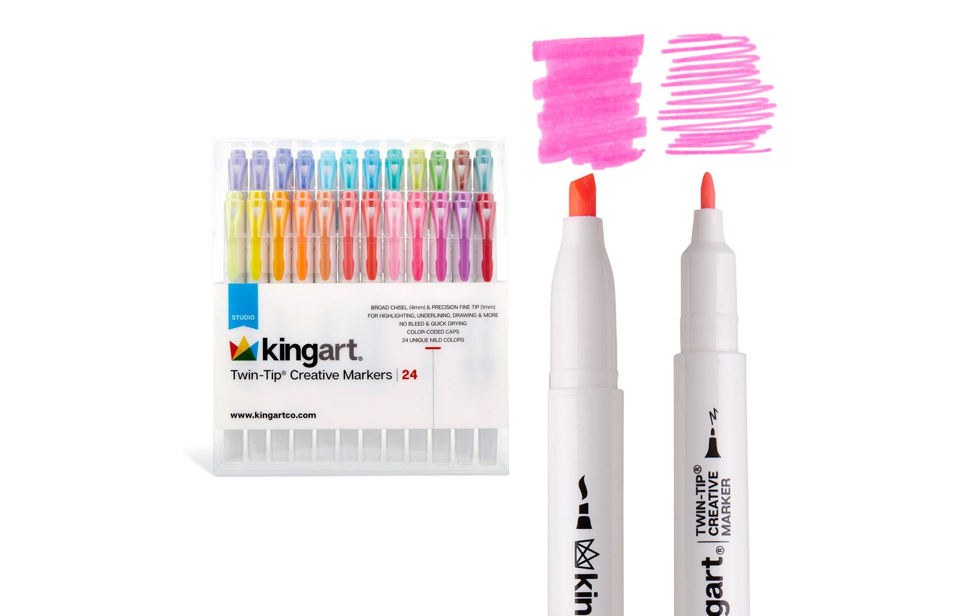 KINGART Twin-Tip Highlighters 24 Colors