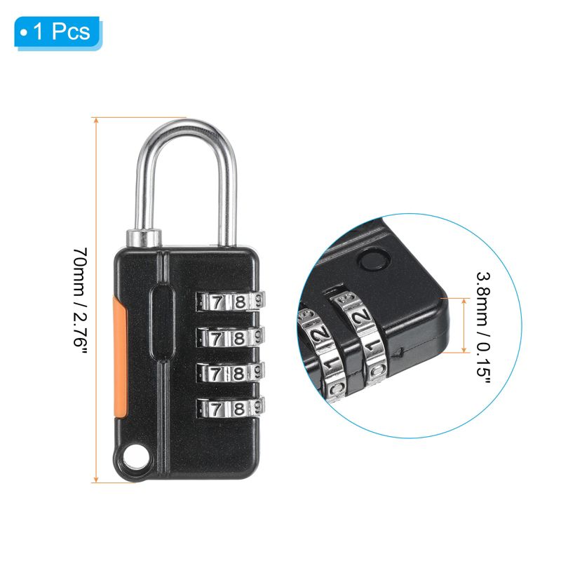 Unique Bargains Locker Luggage Bike 4 Digit Combination Lock with Security Cable Set, 2 of 6